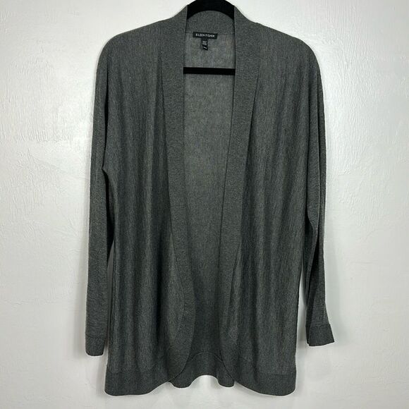 Eileen Fisher Open Front Alpaca Blend Cardigan Sweater In Gray Size M - Picture 1 of 8
